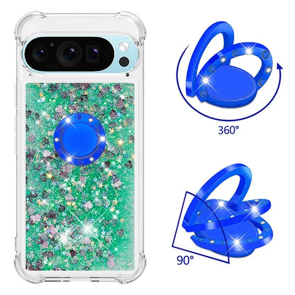 YB Quicksand Series-7 For Google Pixel 9 Case Floating Sequins TPU Cover with Ring Kickstand