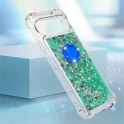 YB Quicksand Series-7 For Google Pixel 9 Case Floating Sequins TPU Cover with Ring Kickstand