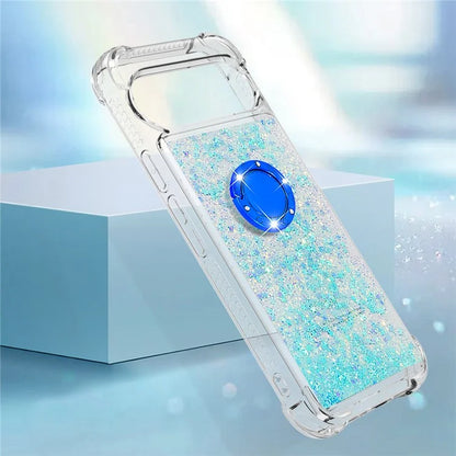 YB Quicksand Series-7 For Google Pixel 9 Case Floating Sequins TPU Cover with Ring Kickstand