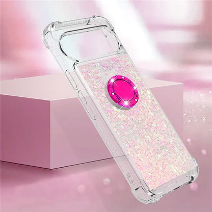 YB Quicksand Series-7 For Google Pixel 9 Case Floating Sequins TPU Cover with Ring Kickstand