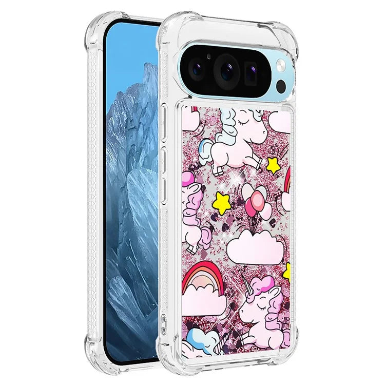 YB Quicksand Series-2 For Google Pixel 9 Case Liquid Glitter Sequins TPU Cover Pattern Printing