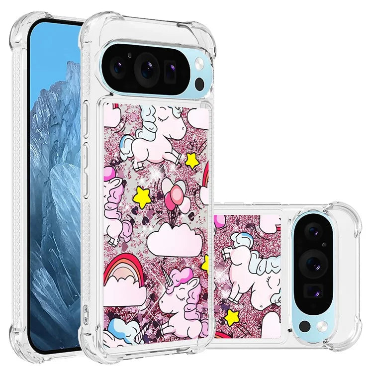 YB Quicksand Series-2 For Google Pixel 9 Case Liquid Glitter Sequins TPU Cover Pattern Printing