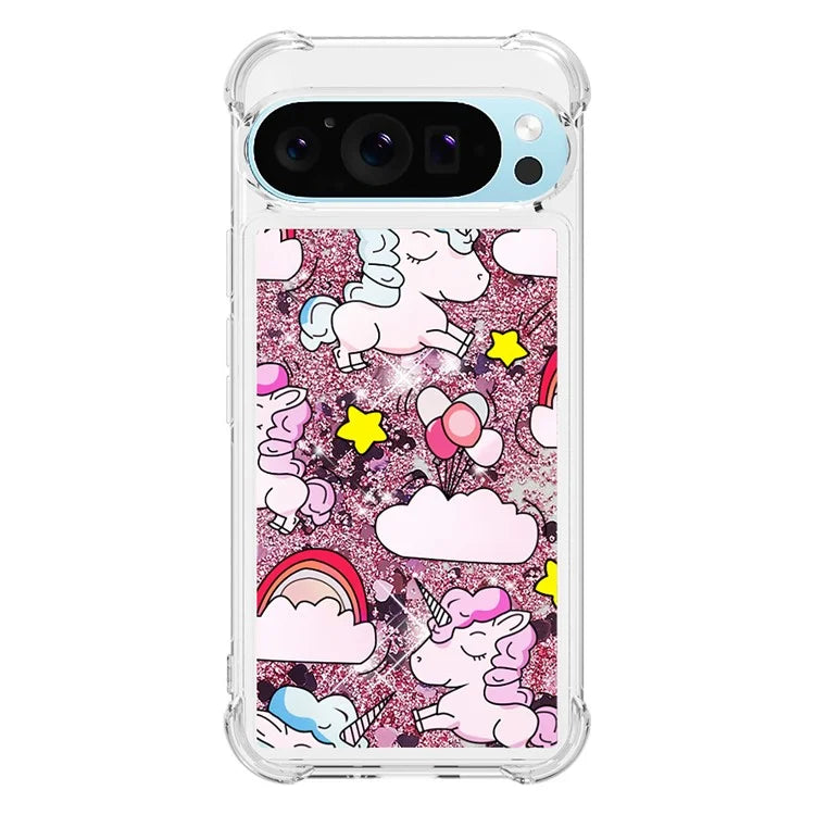 YB Quicksand Series-2 For Google Pixel 9 Case Liquid Glitter Sequins TPU Cover Pattern Printing