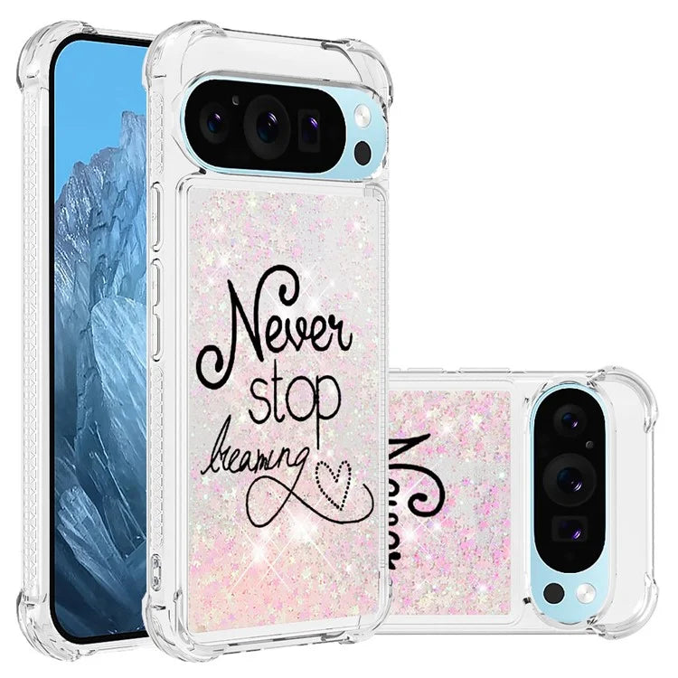 YB Quicksand Series-2 For Google Pixel 9 Case Liquid Glitter Sequins TPU Cover Pattern Printing