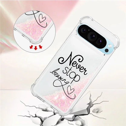 YB Quicksand Series-2 For Google Pixel 9 Case Liquid Glitter Sequins TPU Cover Pattern Printing
