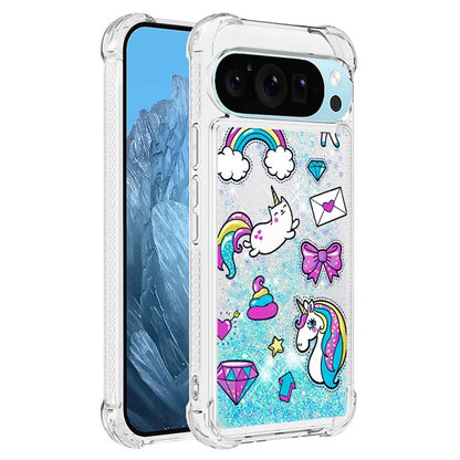 YB Quicksand Series-2 For Google Pixel 9 Case Liquid Glitter Sequins TPU Cover Pattern Printing