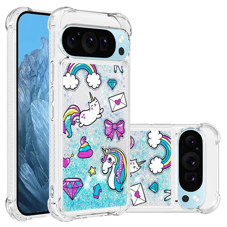YB Quicksand Series-2 For Google Pixel 9 Case Liquid Glitter Sequins TPU Cover Pattern Printing