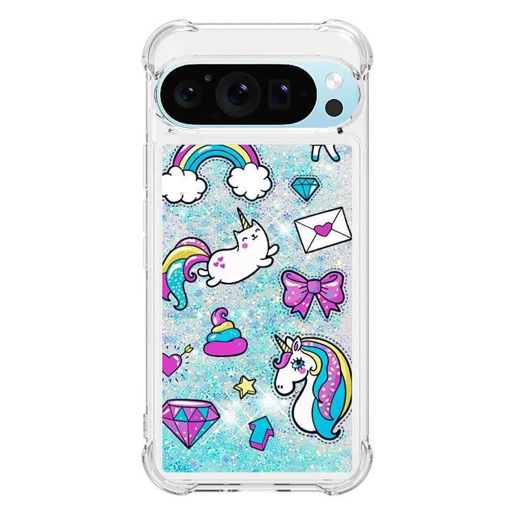 YB Quicksand Series-2 For Google Pixel 9 Case Liquid Glitter Sequins TPU Cover Pattern Printing