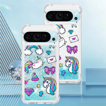 YB Quicksand Series-2 For Google Pixel 9 Case Liquid Glitter Sequins TPU Cover Pattern Printing