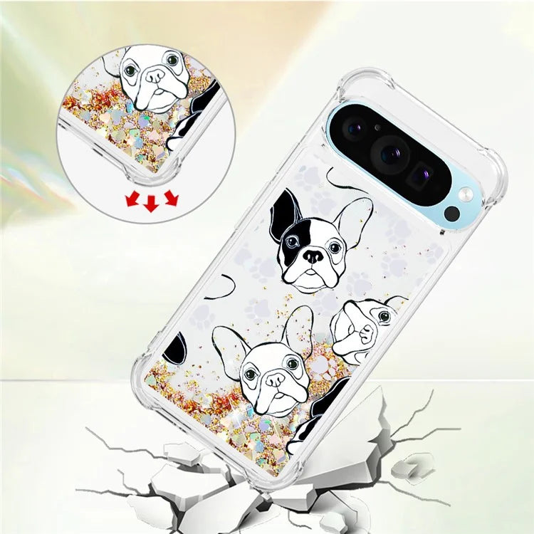 YB Quicksand Series-2 For Google Pixel 9 Case Liquid Glitter Sequins TPU Cover Pattern Printing