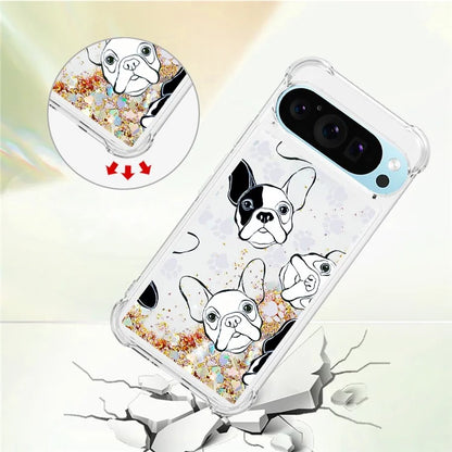 YB Quicksand Series-2 For Google Pixel 9 Case Liquid Glitter Sequins TPU Cover Pattern Printing