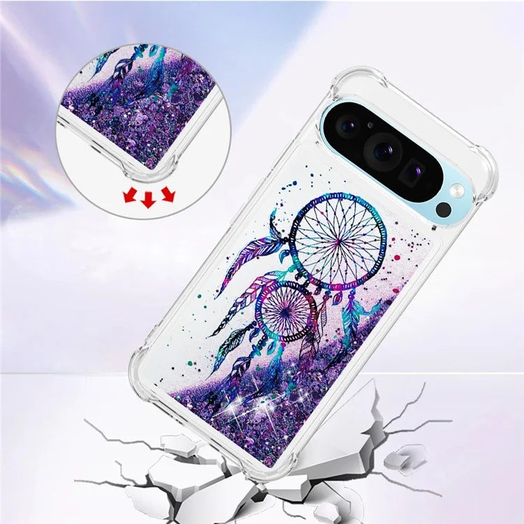 YB Quicksand Series-2 For Google Pixel 9 Case Liquid Glitter Sequins TPU Cover Pattern Printing