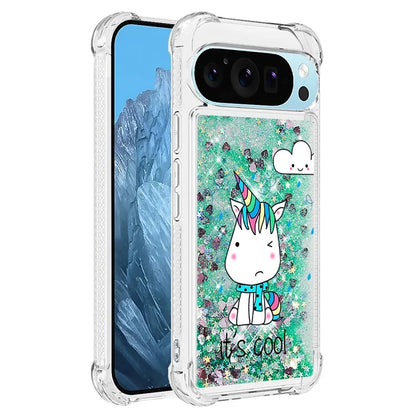 YB Quicksand Series-2 For Google Pixel 9 Case Liquid Glitter Sequins TPU Cover Pattern Printing
