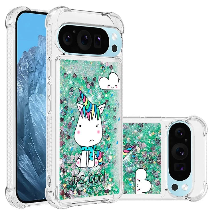 YB Quicksand Series-2 For Google Pixel 9 Case Liquid Glitter Sequins TPU Cover Pattern Printing