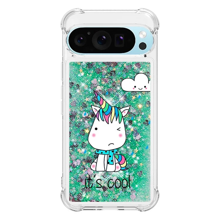 YB Quicksand Series-2 For Google Pixel 9 Case Liquid Glitter Sequins TPU Cover Pattern Printing