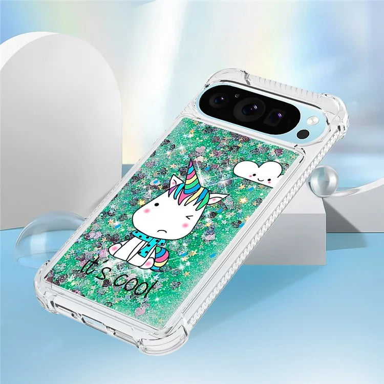 YB Quicksand Series-2 For Google Pixel 9 Case Liquid Glitter Sequins TPU Cover Pattern Printing