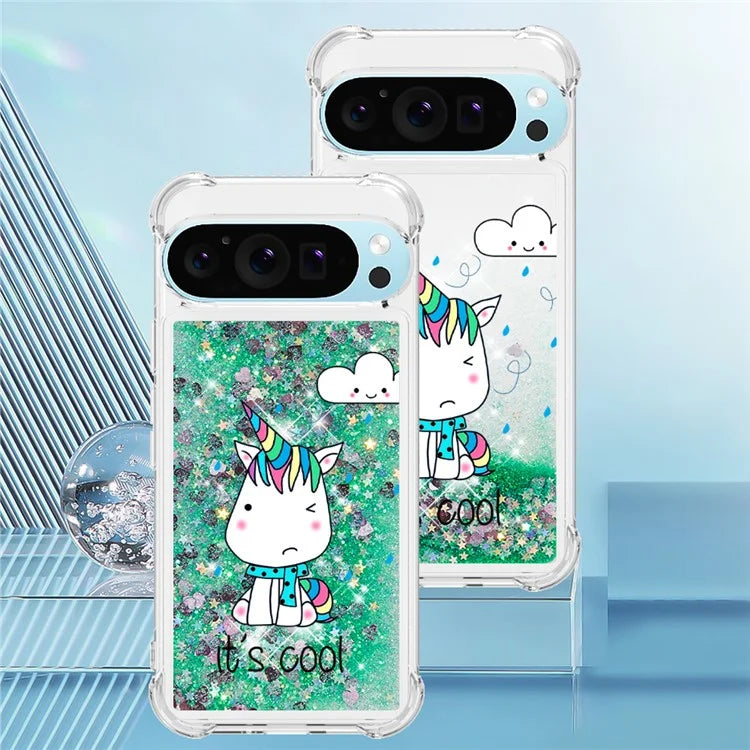 YB Quicksand Series-2 For Google Pixel 9 Case Liquid Glitter Sequins TPU Cover Pattern Printing