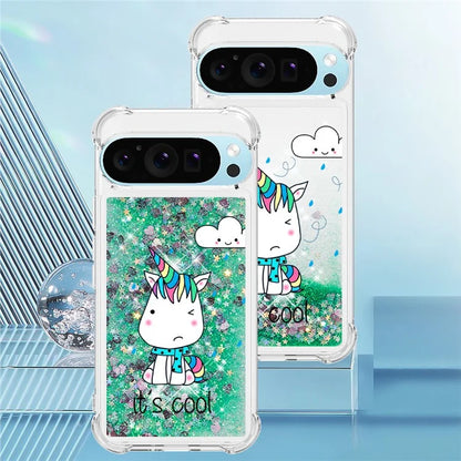 YB Quicksand Series-2 For Google Pixel 9 Case Liquid Glitter Sequins TPU Cover Pattern Printing
