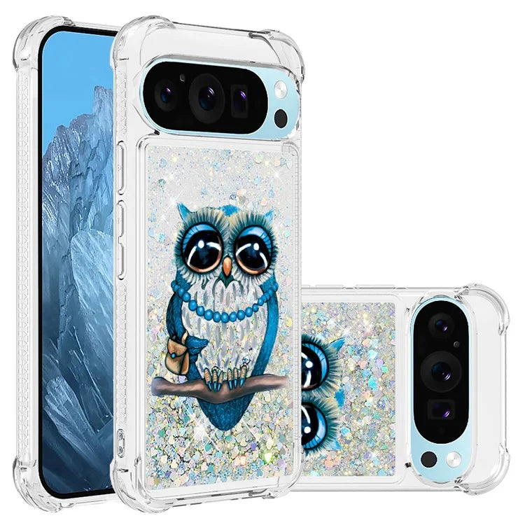 YB Quicksand Series-2 For Google Pixel 9 Case Liquid Glitter Sequins TPU Cover Pattern Printing