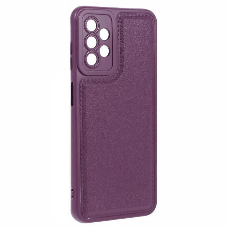 XL Series for Samsung Galaxy A73 5G TPU Case Solid Color Imitation Leather Texture Protective Cover