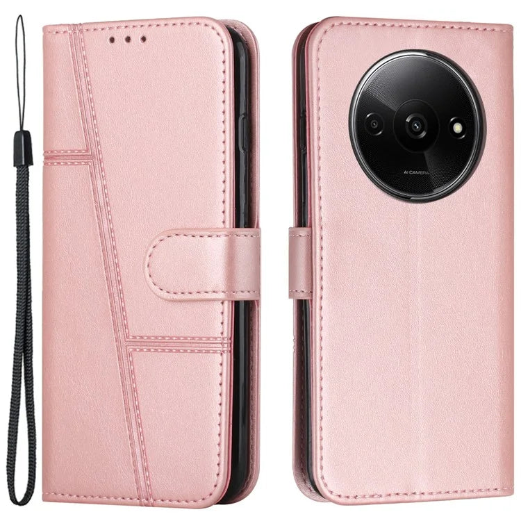For Xiaomi Redmi A3 Case Calf Texture Leather Wallet Phone Cover with Folio Stand