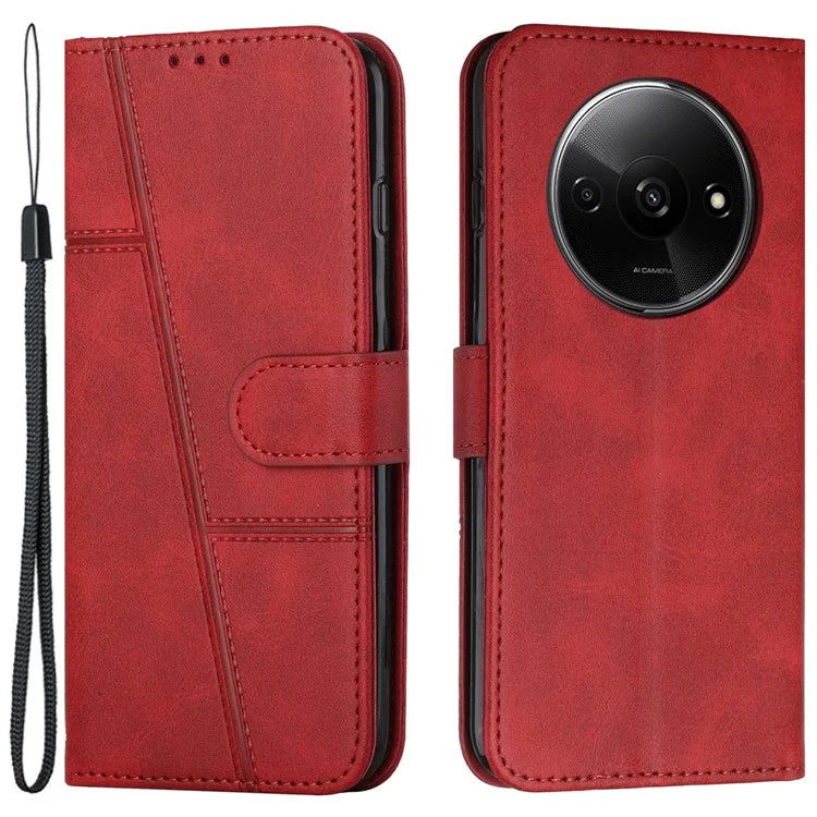 For Xiaomi Redmi A3 Case Calf Texture Leather Wallet Phone Cover with Folio Stand