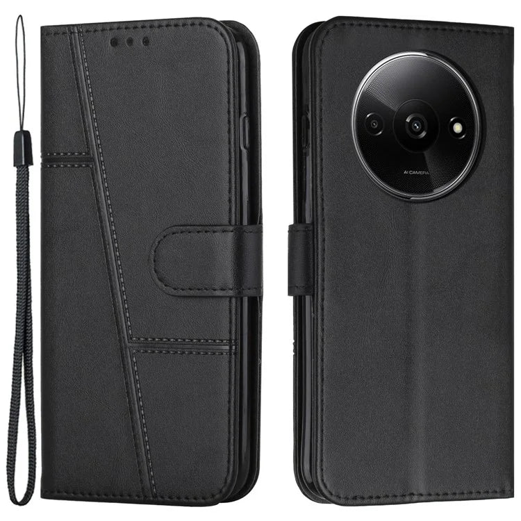 For Xiaomi Redmi A3 Case Calf Texture Leather Wallet Phone Cover with Folio Stand