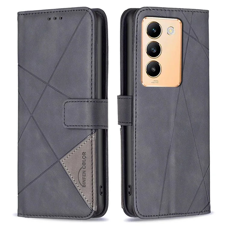 BINFEN COLOR BF05 For vivo Y200e 5G Wallet Case Geometric Imprinted Cell Phone Cover