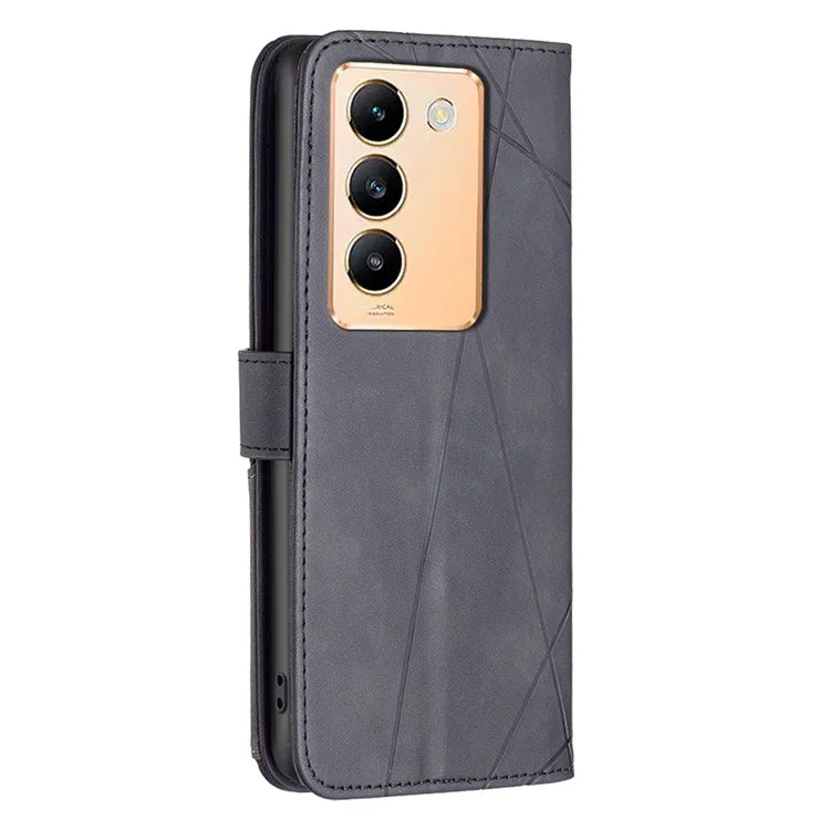 BINFEN COLOR BF05 For vivo Y200e 5G Wallet Case Geometric Imprinted Cell Phone Cover
