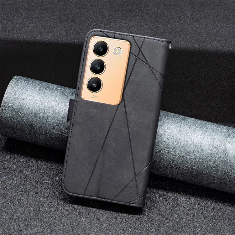 BINFEN COLOR BF05 For vivo Y200e 5G Wallet Case Geometric Imprinted Cell Phone Cover