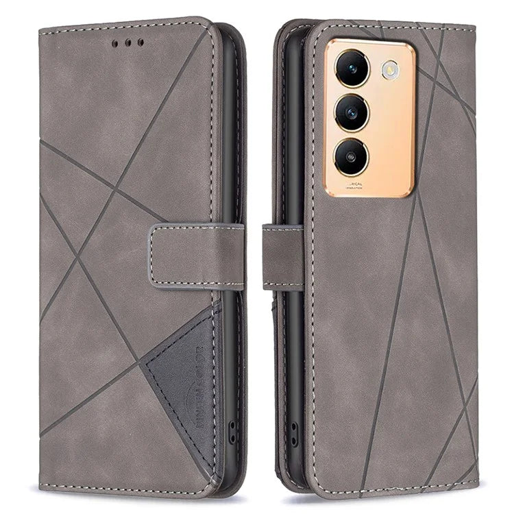 BINFEN COLOR BF05 For vivo Y200e 5G Wallet Case Geometric Imprinted Cell Phone Cover