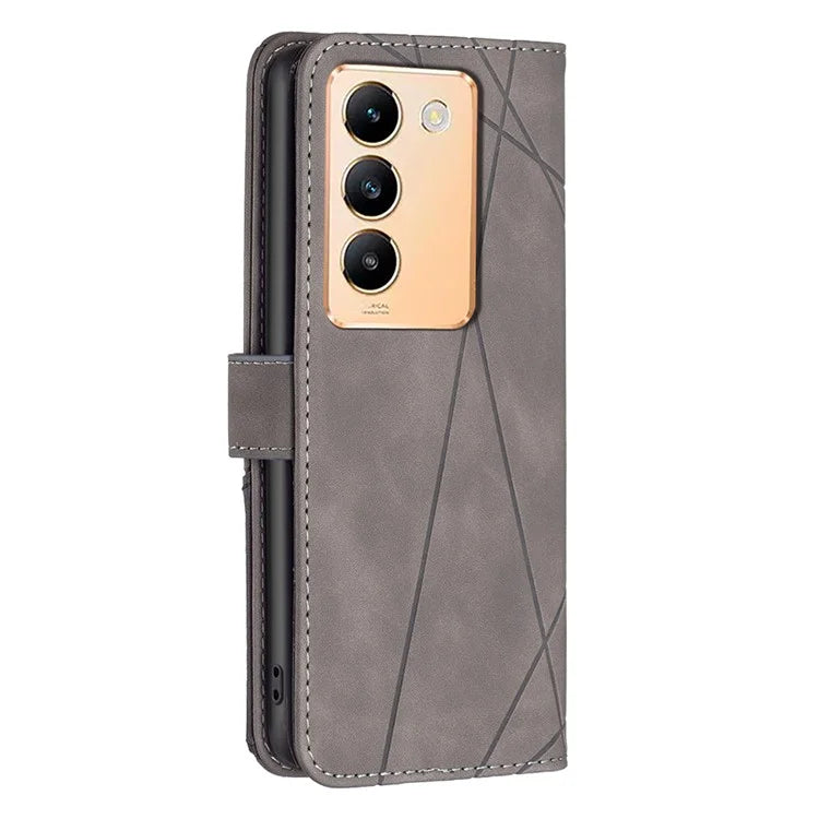 BINFEN COLOR BF05 For vivo Y200e 5G Wallet Case Geometric Imprinted Cell Phone Cover