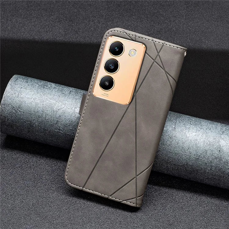 BINFEN COLOR BF05 For vivo Y200e 5G Wallet Case Geometric Imprinted Cell Phone Cover