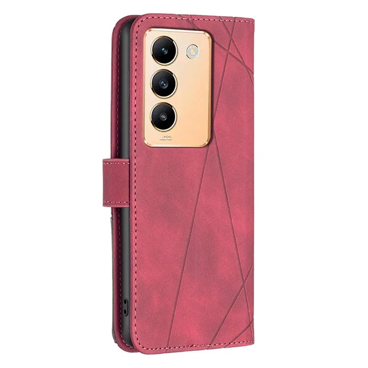 BINFEN COLOR BF05 For vivo Y200e 5G Wallet Case Geometric Imprinted Cell Phone Cover