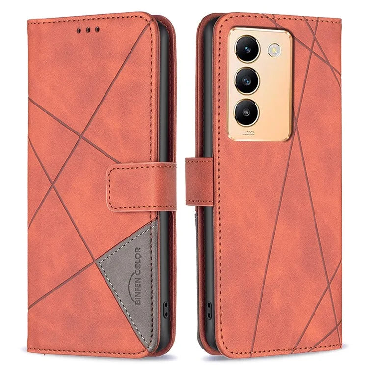 BINFEN COLOR BF05 For vivo Y200e 5G Wallet Case Geometric Imprinted Cell Phone Cover