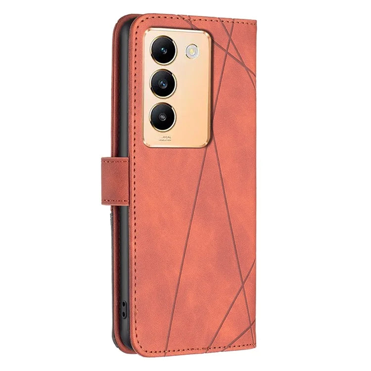 BINFEN COLOR BF05 For vivo Y200e 5G Wallet Case Geometric Imprinted Cell Phone Cover