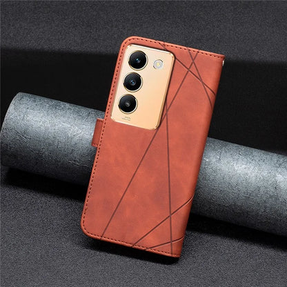 BINFEN COLOR BF05 For vivo Y200e 5G Wallet Case Geometric Imprinted Cell Phone Cover