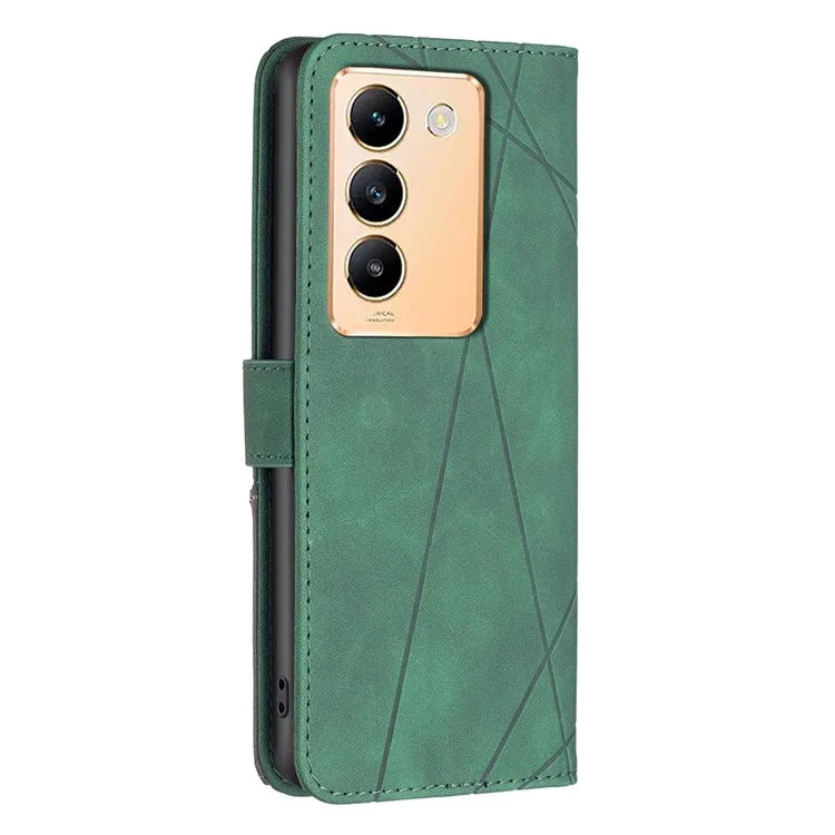 BINFEN COLOR BF05 For vivo Y200e 5G Wallet Case Geometric Imprinted Cell Phone Cover