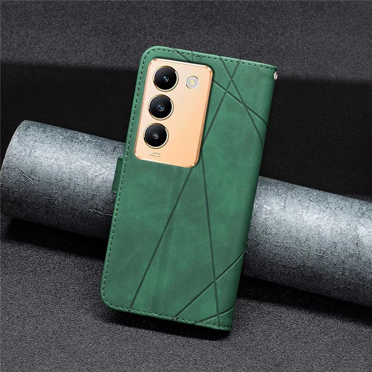 BINFEN COLOR BF05 For vivo Y200e 5G Wallet Case Geometric Imprinted Cell Phone Cover