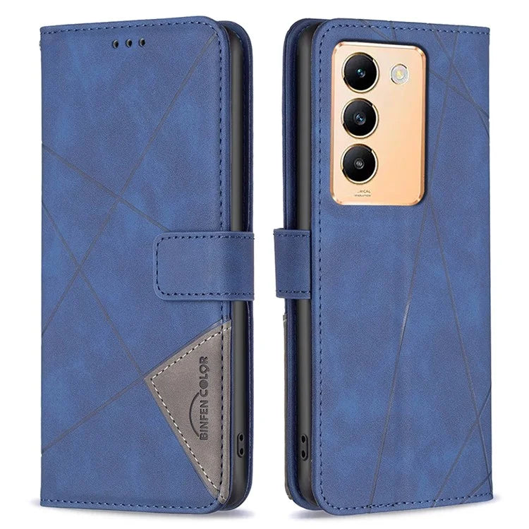 BINFEN COLOR BF05 For vivo Y200e 5G Wallet Case Geometric Imprinted Cell Phone Cover