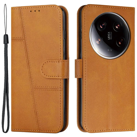 For Xiaomi 14 Ultra Case Viewing Stand Flip Leather Phone Cover with Strap