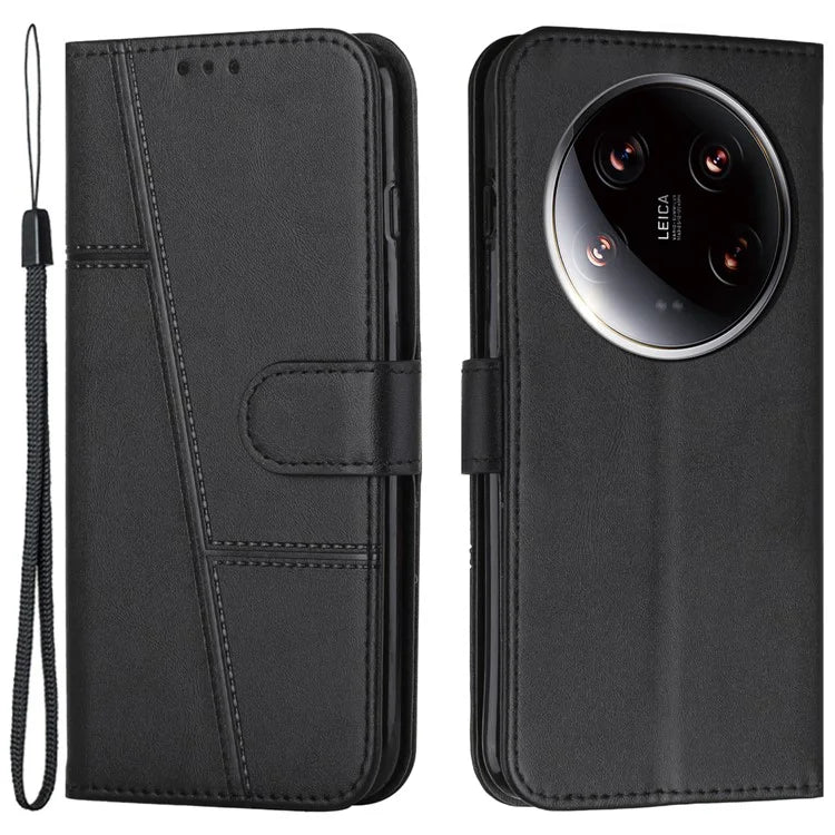 For Xiaomi 14 Ultra Case Viewing Stand Flip Leather Phone Cover with Strap