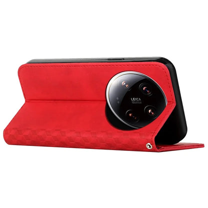 For Xiaomi 14 Ultra Case Magnetic Closure PU Leather Rhombus Phone Cover