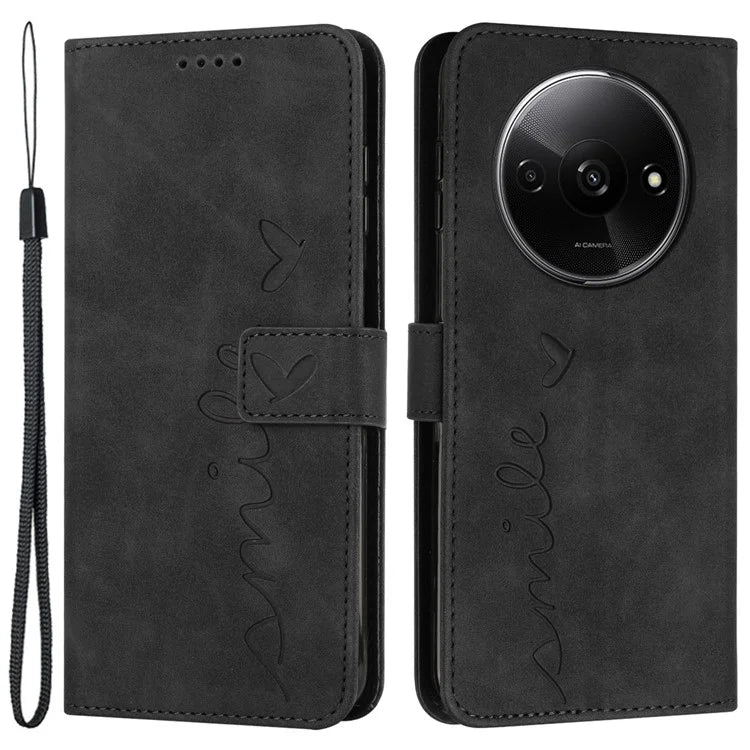 For Xiaomi Redmi A3 Case Heart Shockproof Leather Flip Handbag Phone Cover
