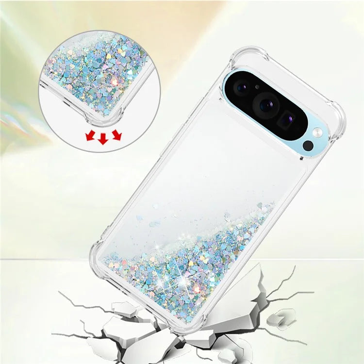YB Quicksand Series-1 For Google Pixel 9 Case Sequins Liquid Protective TPU Phone Cover