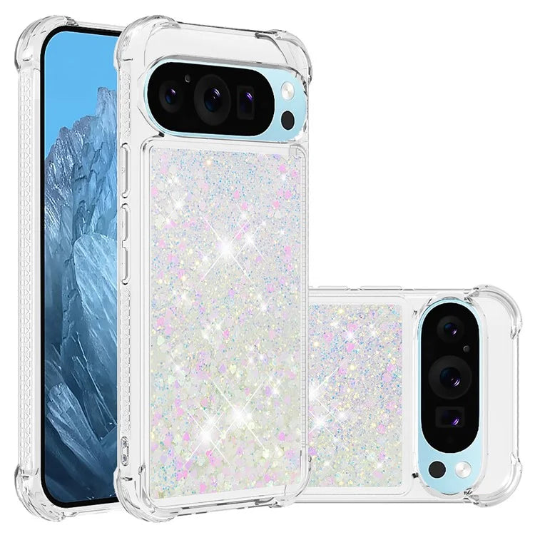 YB Quicksand Series-1 For Google Pixel 9 Case Sequins Liquid Protective TPU Phone Cover