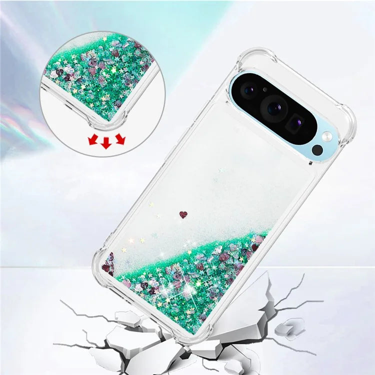 YB Quicksand Series-1 For Google Pixel 9 Case Sequins Liquid Protective TPU Phone Cover