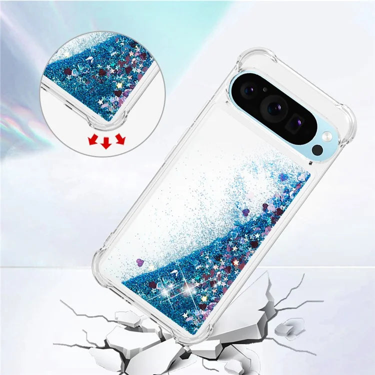 YB Quicksand Series-1 For Google Pixel 9 Case Sequins Liquid Protective TPU Phone Cover