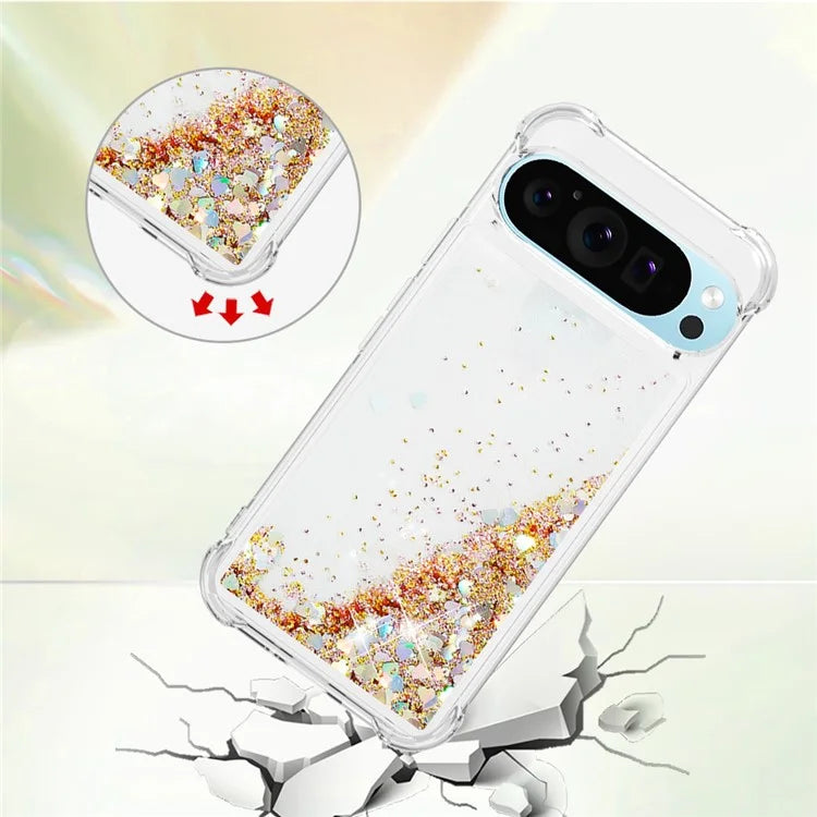 YB Quicksand Series-1 For Google Pixel 9 Case Sequins Liquid Protective TPU Phone Cover