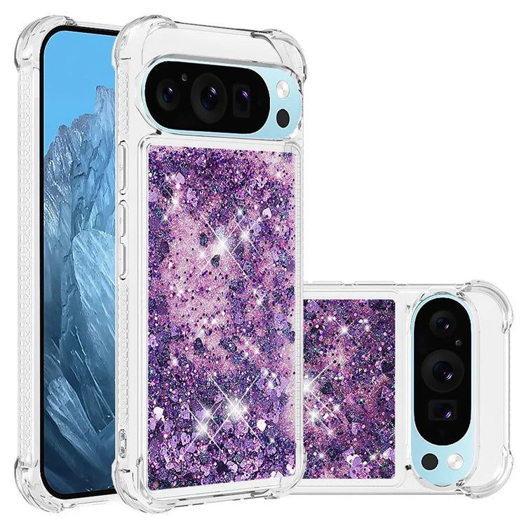 YB Quicksand Series-1 For Google Pixel 9 Case Sequins Liquid Protective TPU Phone Cover
